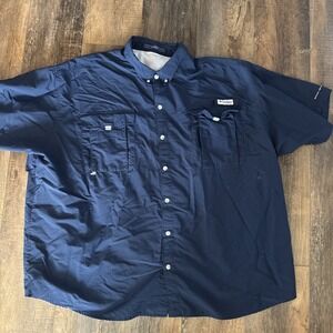 Columbia PFG Shirt Mens 4XL Navy Blue Bahama Vented Fishing Omni Shade
